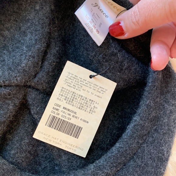 Anthropologie gray beret w bow - Picture 4 of 11